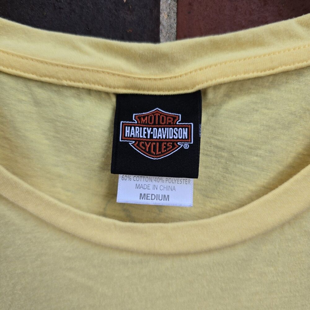 Harley Davidson Motorcycles Women Size Medium Yellow Jamaica T-shirt Round Neck - Picture 2 of 3